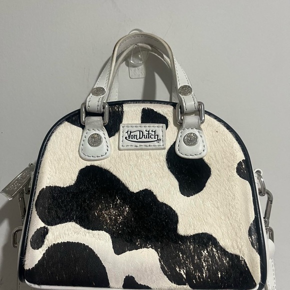 Von Dutch Authentic Small Bowling Bag Design Cow Print With Strap - Picture 5 of 8